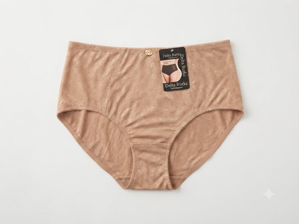 Deadstock Vintage 90s Delta Burke Nude Beige High Waist 3X Panty Lace Coverage